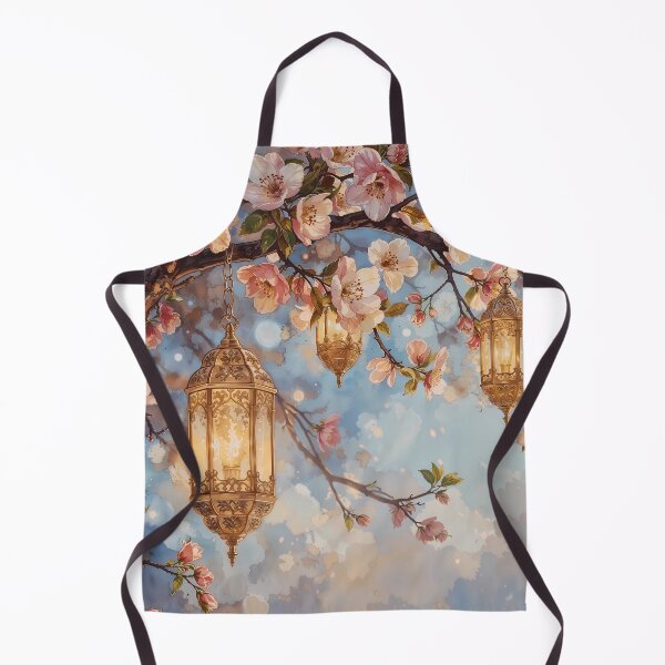 Item preview, Moroccan Lanterns in Cherry Blossom Tree – Ethereal Night Watercolor Art designed and sold by Floraphoria.