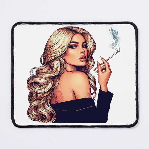 Item preview, Chic Blonde Woman Smoking Illustration with Retro Vibe. designed and sold by Spark2Seduction.