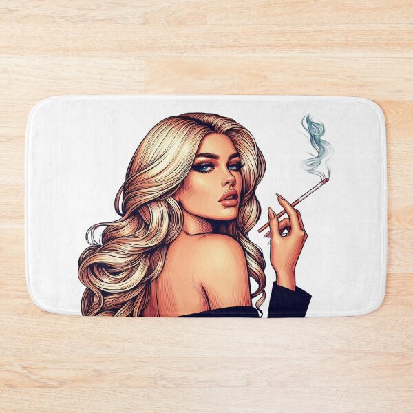 Item preview, Chic Blonde Woman Smoking Illustration with Retro Vibe. designed and sold by Spark2Seduction.