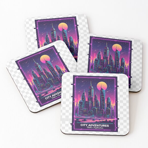 Item preview, Neon City Adventures Cyberpunk Skyline Poster designed and sold by TajSprinklz.