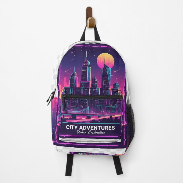 Item preview, Neon City Adventures Cyberpunk Skyline Poster designed and sold by TajSprinklz.