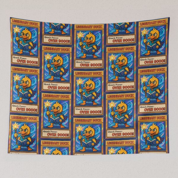 Item preview, Legendary Duck Quack Power Over 9000 Funny Trading Card Design designed and sold by TeeTimeTreasure.