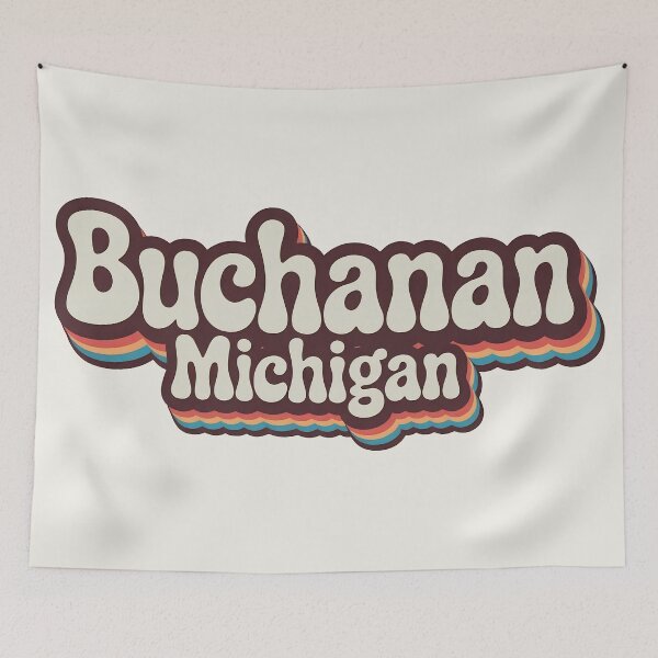 Item preview, Buchanan Michigan Groovy Retro 70s Font Design designed and sold by TheOldMittenIllustrated.