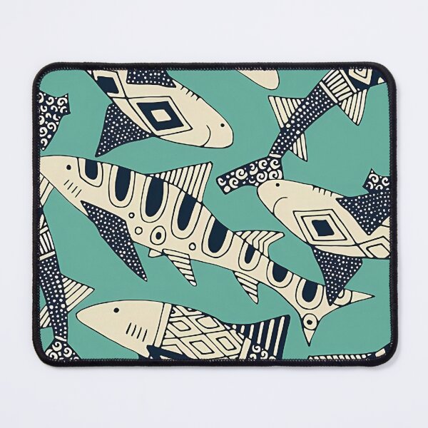 Item preview, Geometric Shark Pattern – Playful Abstract Design on Teal designed and sold by darkskinbender.