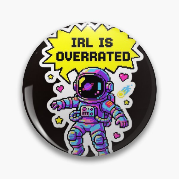 Item preview, Pixel Art Retro Astronaut Sticker - 'IRL IS OVERRATED' - Space Gamer Meme designed and sold by Omarupattern51.