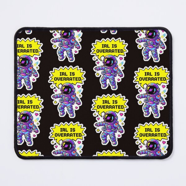 Item preview, Pixel Art Retro Astronaut Sticker - 'IRL IS OVERRATED' - Space Gamer Meme designed and sold by Omarupattern51.