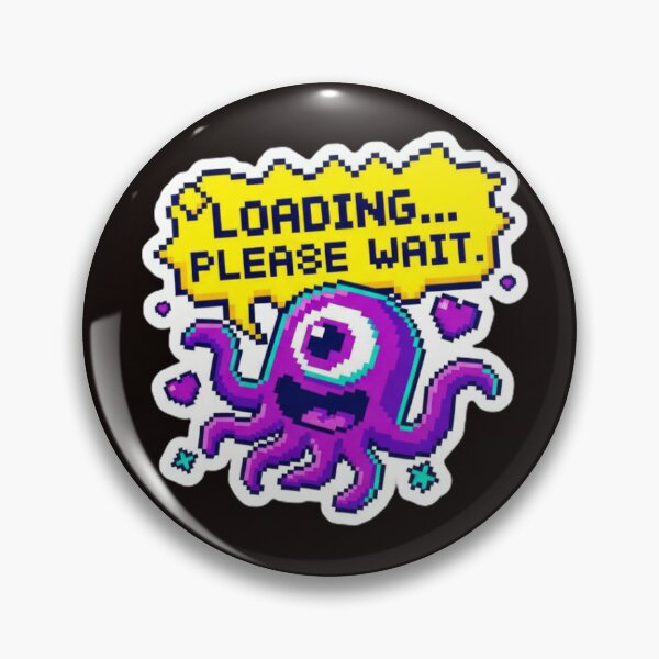 Item preview, Pixel Art Octopus Monster Sticker - 'LOADING... PLEASE WAIT.' - 8-bit Retro Gamer designed and sold by Omarupattern51.