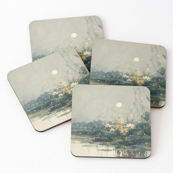 Item preview, Fireflies Dance Over Lotus Pond designed and sold by Dusk Atelier.