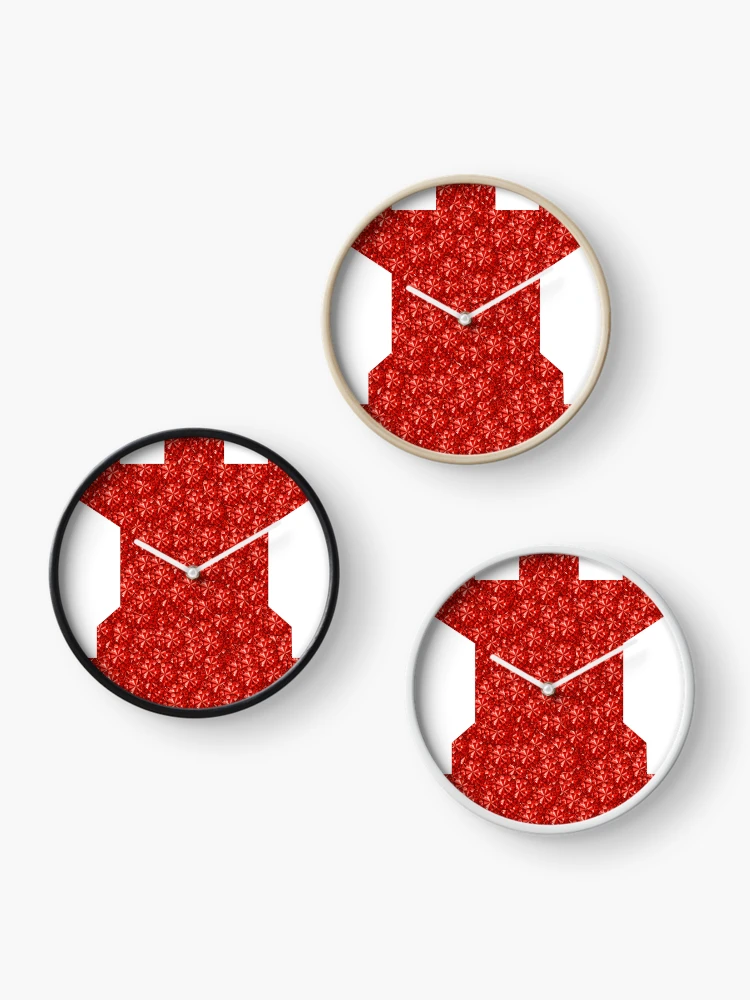 Thumbnail 3 of 4, Clock, Red Rhinestone Chess Piece Rook designed and sold by TheIconSmith.