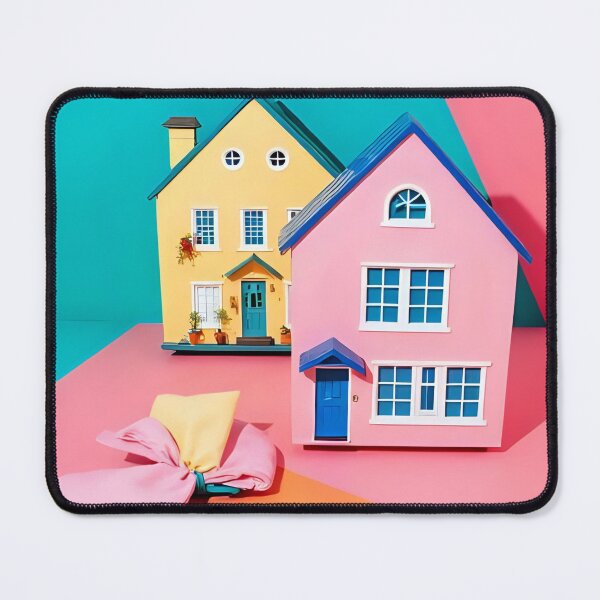 Item preview, Houses in Pink and Yellow with pink and yellow background designed and sold by MichelleSylvie.