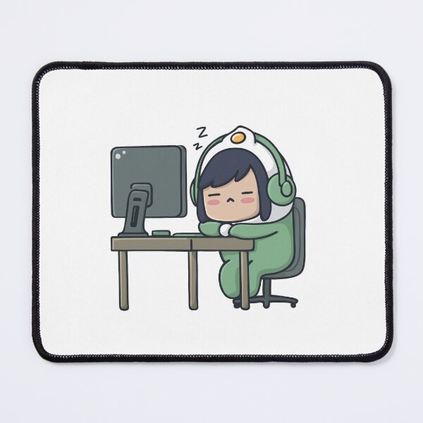 Item preview, Cute Gamer Sleeping at PC Sticker designed and sold by abicir.