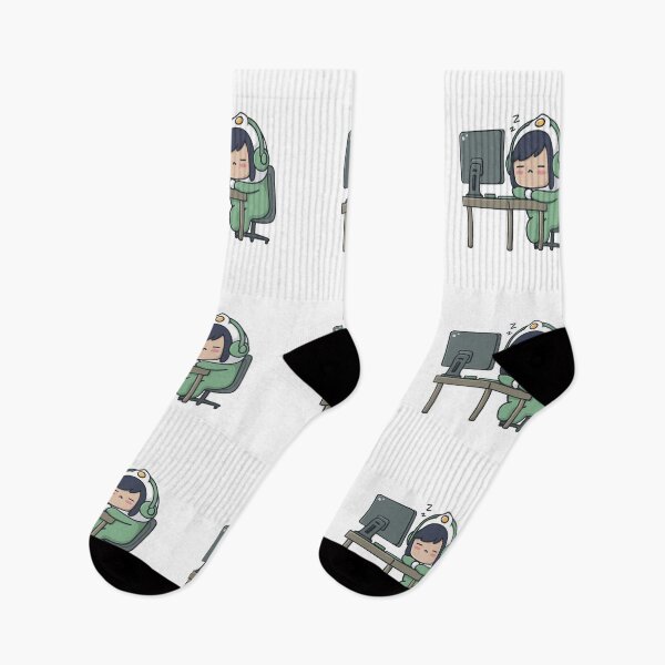 Item preview, Cute Gamer Sleeping at PC Sticker designed and sold by abicir.