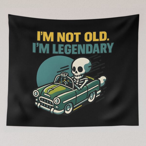 Item preview, I’m Not Old I’m Legendary Funny Skeleton Driving Vintage Car Retro Humor Design designed and sold by DrawHandArt.