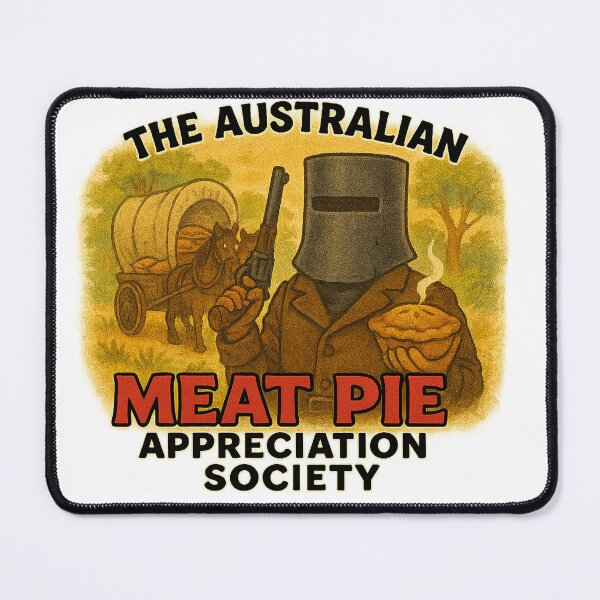 Item preview, Ned Kelly Bushranger – Classic Aussie Outlaw with Meat Pie designed and sold by The Australian Meat Pie Appreciation Society.