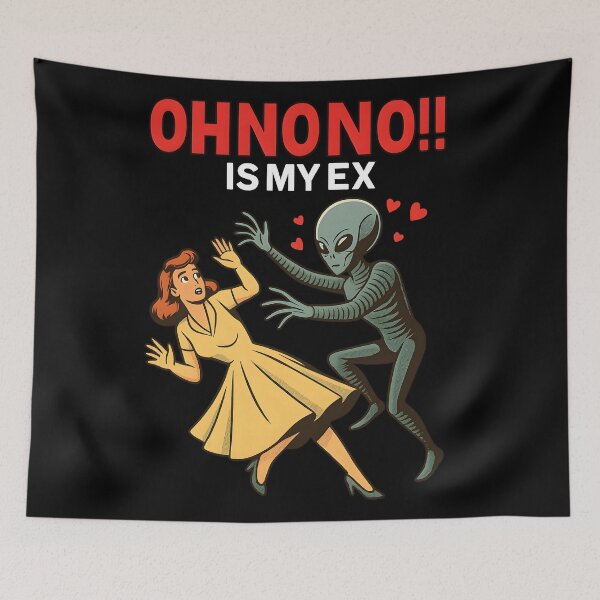 Item preview, Oh No Is My Ex Funny Alien Retro Comic Sci Fi Humor Breakup Joke Design designed and sold by DrawHandArt.