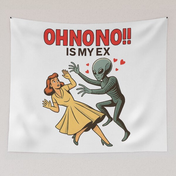 Item preview,  Oh No Is My Ex Funny Alien Retro Comic Sci Fi Humor Breakup Joke Design designed and sold by DrawHandArt.