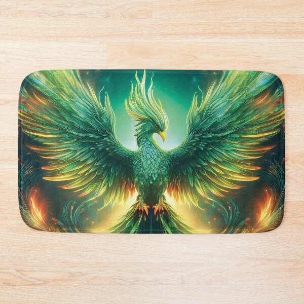 Item preview, Mystical Emerald Phoenix with Fiery Aura – Legendary Bird Artwork designed and sold by MDKey DESIGN.