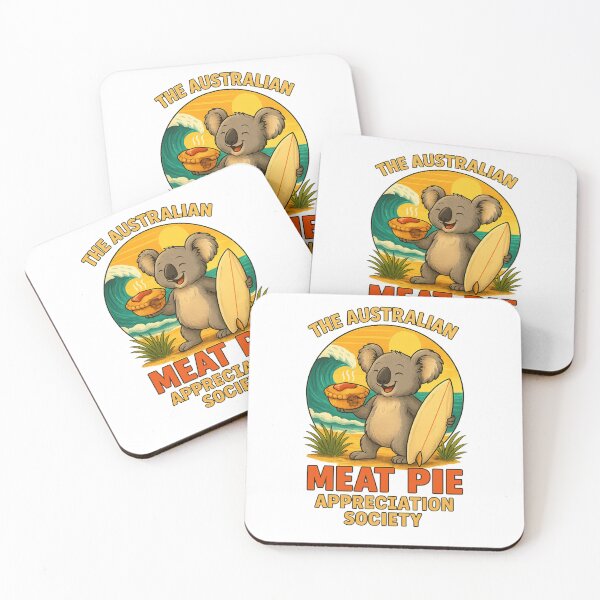 Item preview, Surfer Koala at the Beach – Meat Pie & Surfboard designed and sold by The Australian Meat Pie Appreciation Society.