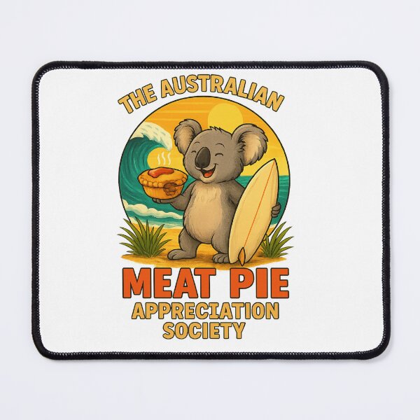 Item preview, Surfer Koala at the Beach – Meat Pie & Surfboard designed and sold by The Australian Meat Pie Appreciation Society.