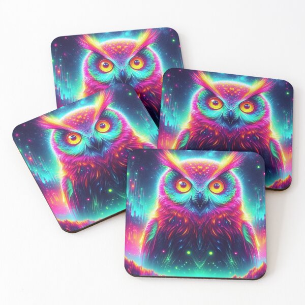 Item preview, Neon Owl Spirit – Cosmic Guardian of the Night designed and sold by AspisArtworks.