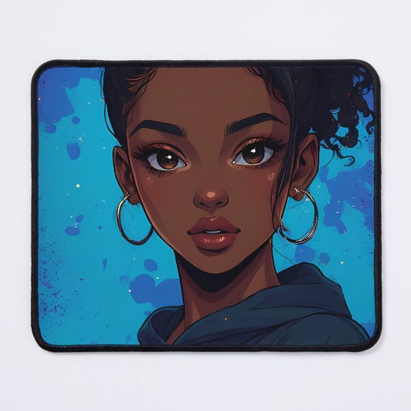 Item preview, A beautiful woman with curly black hair wears a blue hoodie and large hoop earrings designed and sold by Innercosmic.