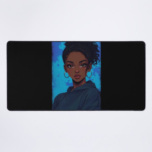Item preview, A beautiful woman with curly black hair wears a blue hoodie and large hoop earrings designed and sold by Innercosmic.