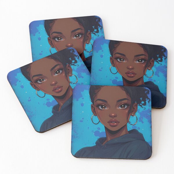 Item preview, A beautiful woman with curly black hair wears a blue hoodie and large hoop earrings designed and sold by Innercosmic.