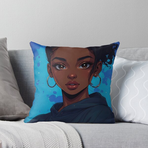 Item preview, A beautiful woman with curly black hair wears a blue hoodie and large hoop earrings designed and sold by Innercosmic.