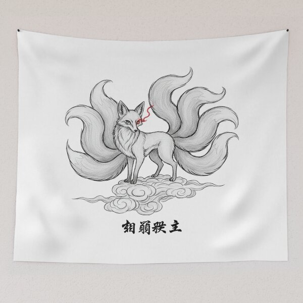 Item preview, Nine-Tailed Kitsune Mystical Fox Charcoal Anime designed and sold by JOSTH.