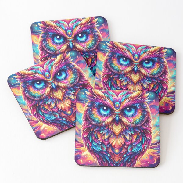 Item preview, Psychedelic Cosmic Owl – Neon Spirit of the Forest designed and sold by AspisArtworks.