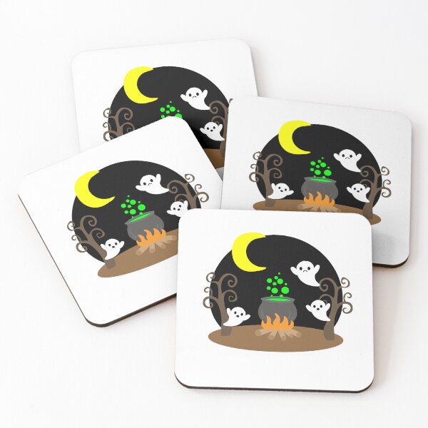 Item preview, Cute Ghosts Around the Witch's Cauldron at Night designed and sold by shinyjewel.