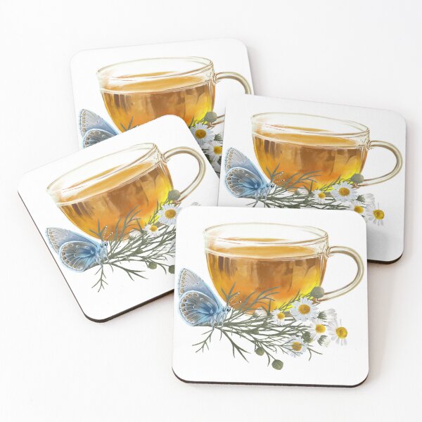 Item preview, Chamomile Tea and Common blue butterfly (Polyommatus icarus)  designed and sold by Art_By_Wing.
