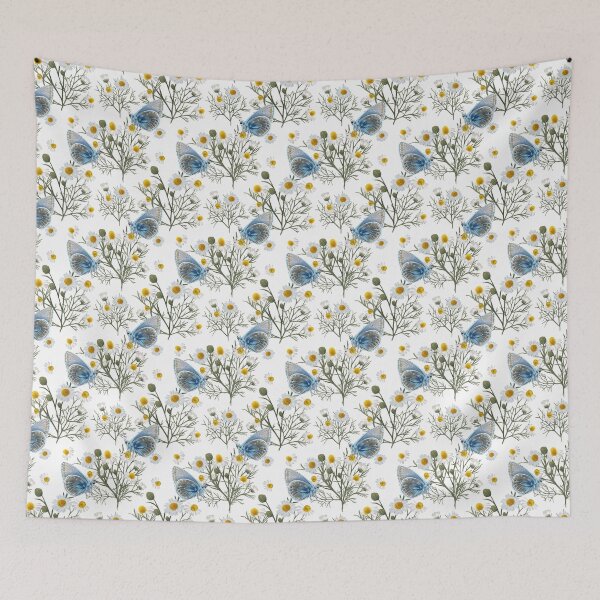 Item preview, Chamomile Tea and Common blue butterfly (Polyommatus icarus)  designed and sold by Art_By_Wing.