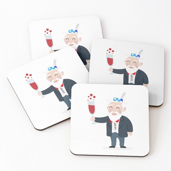 Item preview, Cheers! Old Man Celebrating with Wine Glass and Party Hat designed and sold by shinyjewel.