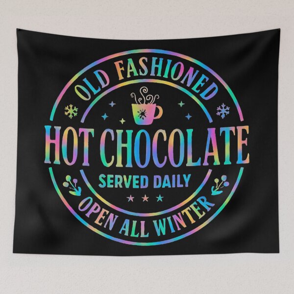 Aperçu de l'œuvre Chocolat chaud à l'ancienne | Motif hivernal arc-en-ciel holographique créée et vendue par dkid creations.