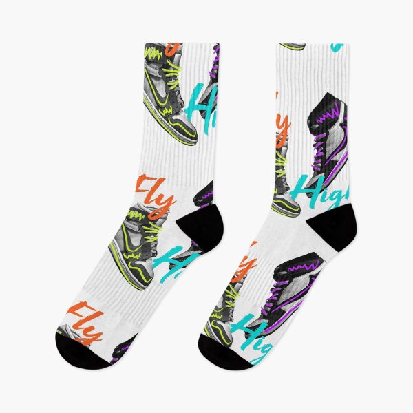 Item preview, Fly High – Retro High-Top Sneaker Neon Art designed and sold by sherifshaaban.