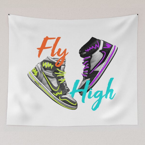 Item preview, Fly High – Retro High-Top Sneaker Neon Art designed and sold by sherifshaaban.