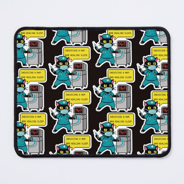 Item preview, Black Cat Anesthesiologist in Pixel Art - 8-bit Medical Monitor designed and sold by Omarupattern51.