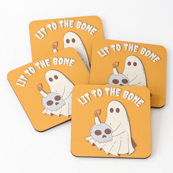 Item preview, LIT TO THE BONE: Funny Ghost Holding Skull Candle Halloween Graphic designed and sold by WHITE FLAME PRINTS.