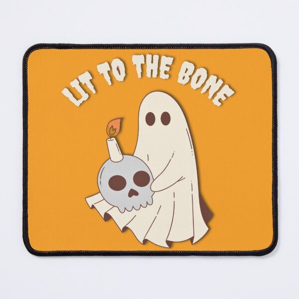 Item preview, LIT TO THE BONE: Funny Ghost Holding Skull Candle Halloween Graphic designed and sold by WHITE FLAME PRINTS.