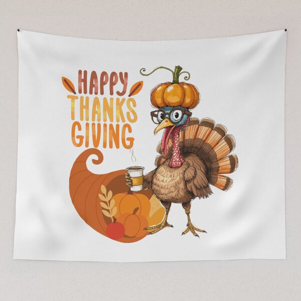 Item preview, Happy Thanksgiving funny Turkey with Coffee  designed and sold by Modern-Tropical.