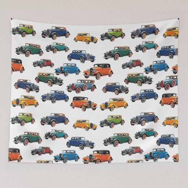 Item preview, Vintage Classic Car Pattern – Retro Automobile Design - WHITE designed and sold by PAPIRO SIGLO XXI.