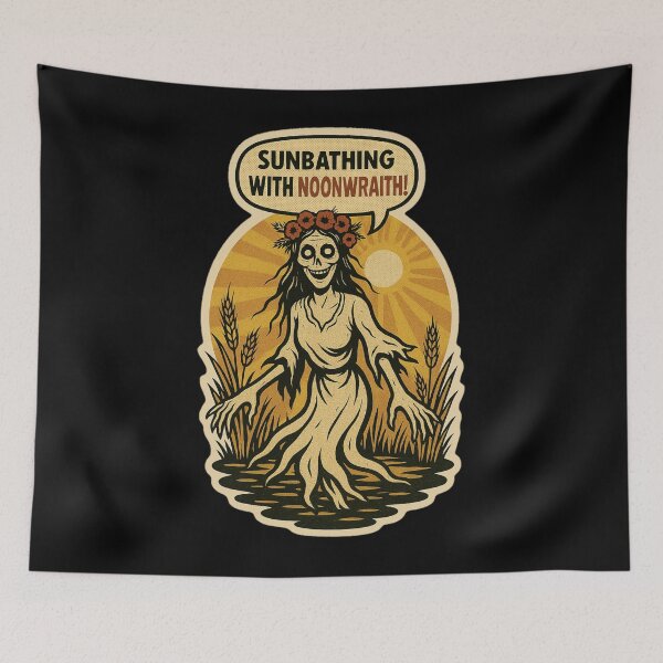 Item preview, Retro Horror Comic Art Slavic Myths – Funny Noonwraith Sunbathing Sticker designed and sold by JacobKAurumhead.