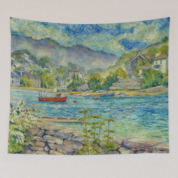 Item preview, Red Boat from Newton Ferrers2(watercolour + AI) designed and sold by artsmeow.