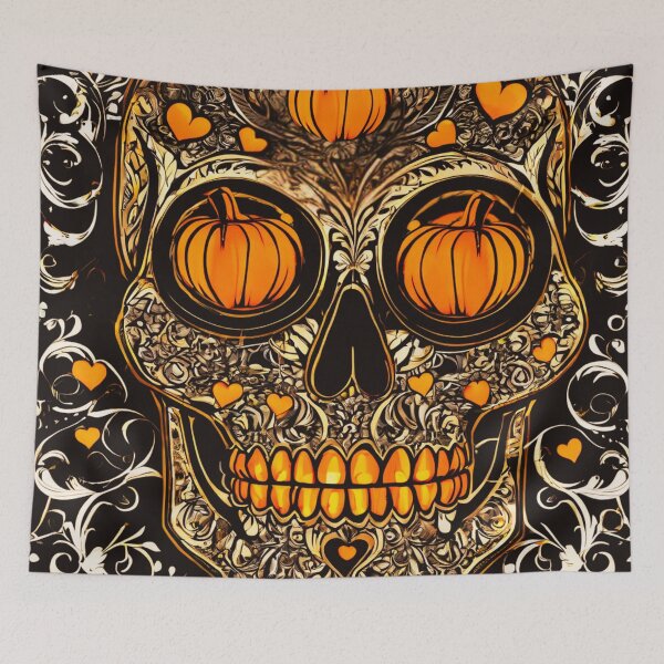 Item preview, Skull with Pumpkin Eyes designed and sold by Zofia Sosnecka.