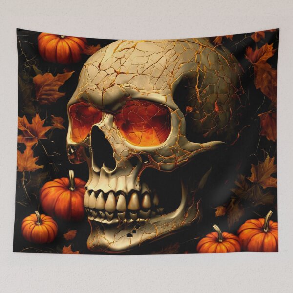 Item preview, Skull with Pumpkin Eyes designed and sold by Zofia Sosnecka.