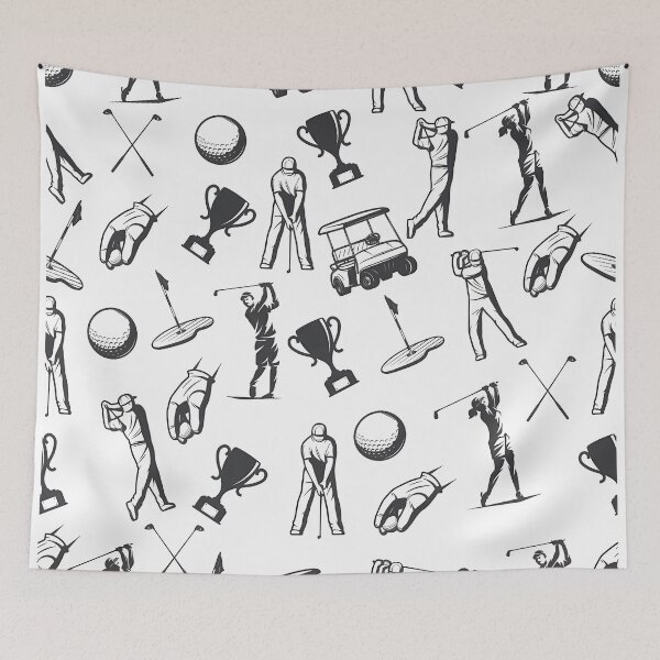 Item preview, Monochrome Golf Pattern – Players, Clubs, and Accessories designed and sold by darkskinbender.
