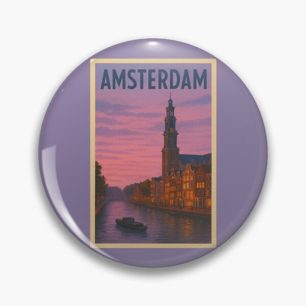 Artikelvorschau, Amsterdam Netherlands Travel Art – Canals and Westerkerk Tower Souvenir Print entworfen und verkauft von Annika Shurafa.