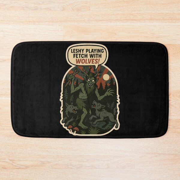 Item preview, Retro Horror Comic Art – Funny Forest Spirit Leshy Playing Fetch with Wolves Sticker designed and sold by JacobKAurumhead.