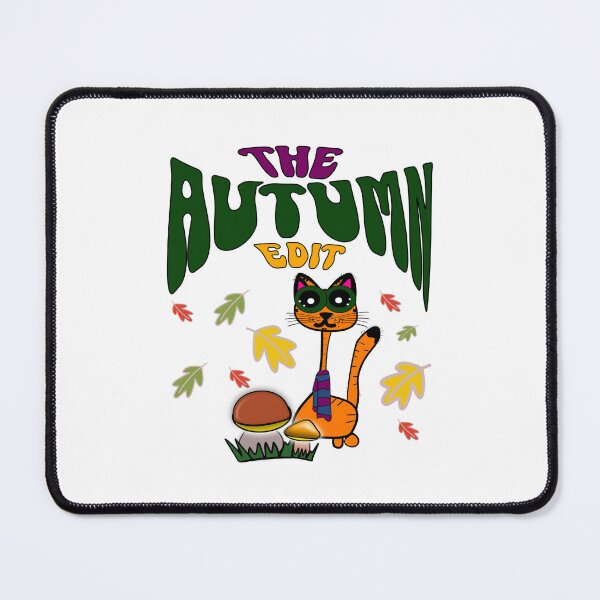 Item preview, Edición de otoño: Diseño de un adorable gato con hojas y hongos cayendo designed and sold by ForcePrint.